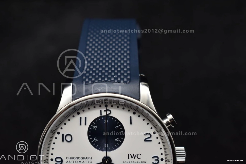 WeatherProof A Blue Chrono Dial Best 1:1 1011 Rubber Edition on Blue White Portuguese IW3716 Z+F Strap 0522